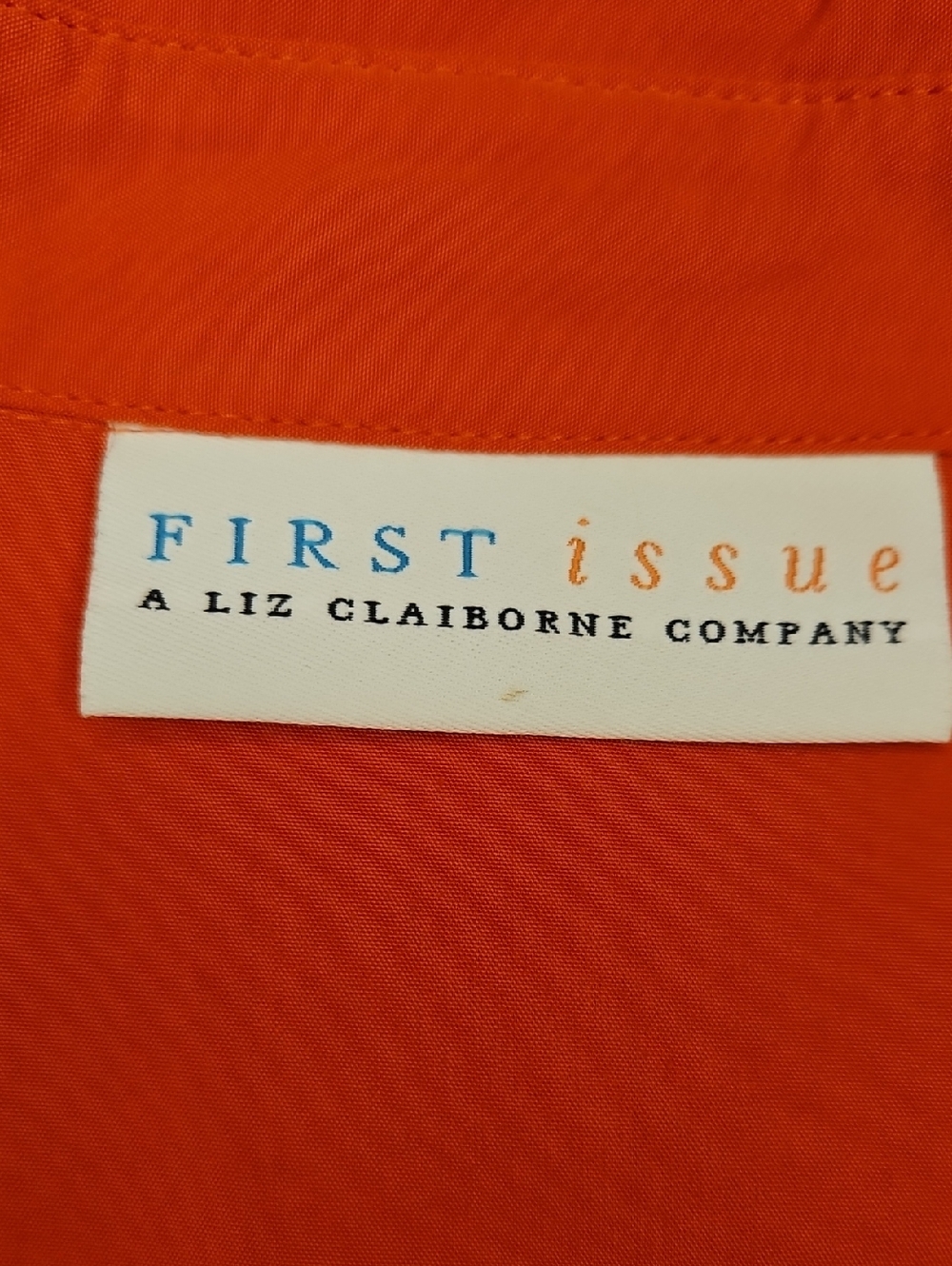 First Issue Liz Claiborne Orange Sleeveless Button Down Collared Shirt, Size L - Picture 5 of 7